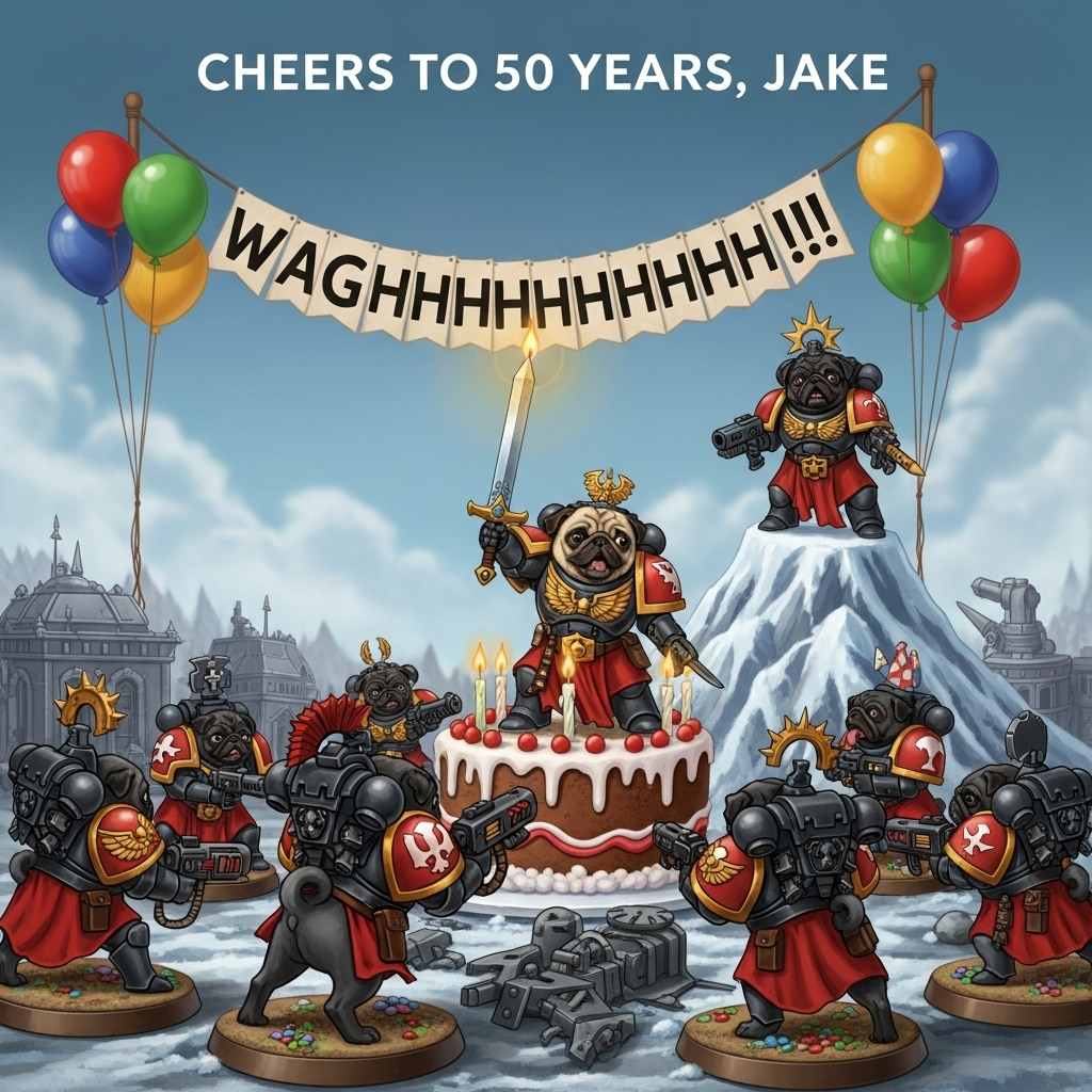 Warhammer, Blood Angels, Black pugs, and Birthday Card