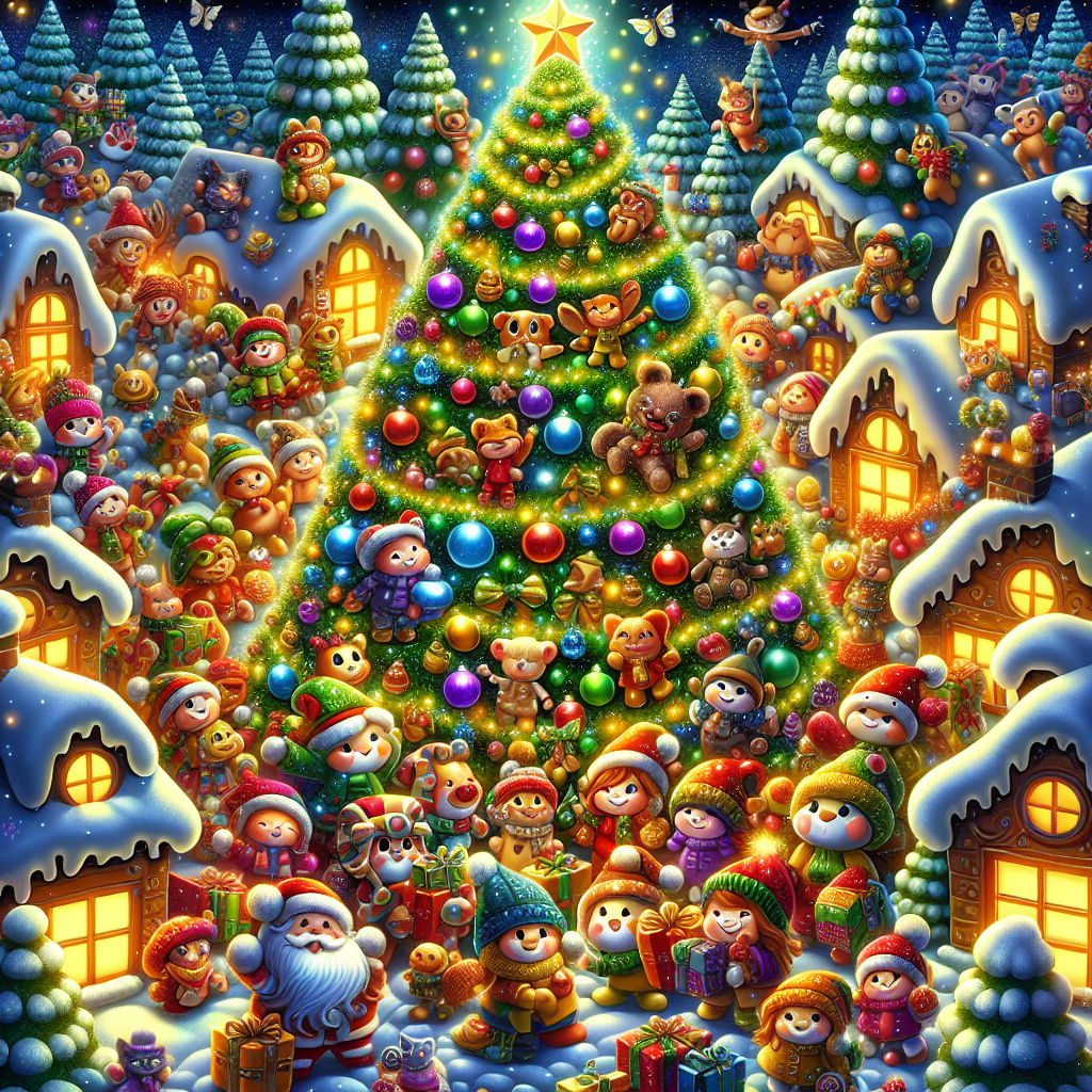 Visualize a cheerful cartoon depiction where Christmas spirit abounds in the crisp winter air. Playful cartoon characters decorate a sizeable evergreen with baubles and ribbons, as a chorus of carols is heard in the distance. Tiny cottages emit a warm glow, inviting one and all to rejoice in the joyous season. Unfortunately, I must clarify that I cannot provide any information based upon an image you might have shared.
.
Made with ❤️ by AI.