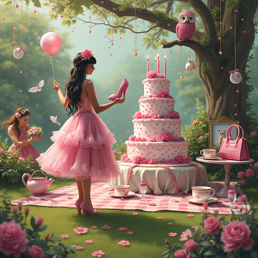 Pink diamontie,bags shoes, and Daughter 21st birthday Birthday Card