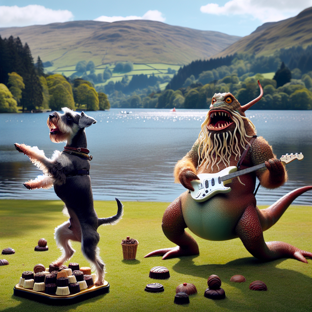In a serene lakeside scene inspired by the beautiful vistas of the Lake District, an unusual celebration unfolds. Portray a Miniature Schnauzer, exhibiting remarkable grace as it balances an array of chocolates on its back. Nearby, a lively sea monster, reminiscent of the mythic Kraken, joyfully plays a white electric guitar. This isn't just any spectacle – the atmosphere vibrates with the moving melodies reminiscent of classic symphonic film scores. The magical realism of the event is further accentuated by the sound of a couple's laughter, as mesmerizing and genuine as the surrounding scenery.
Generated with these themes: Miniature Schnauzer, Kraken, Chocolate, White Electric guitar , Hans Zimmer, and Lake District .
Made with ❤️ by AI.