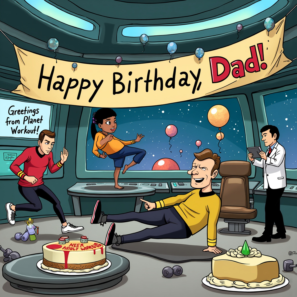 Star trek Working out Birthday Card
