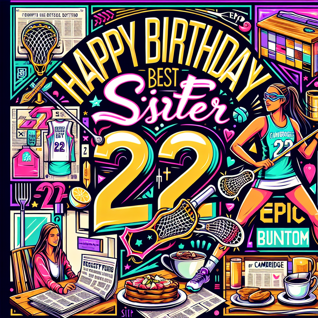 Happy Birthday Jasmine, Lacrosse, Cambridge, Epic, 22nd birthday, Best sister, Newspaper puzzles at brunch, and Sporty, athletic, super cool Birthday Card