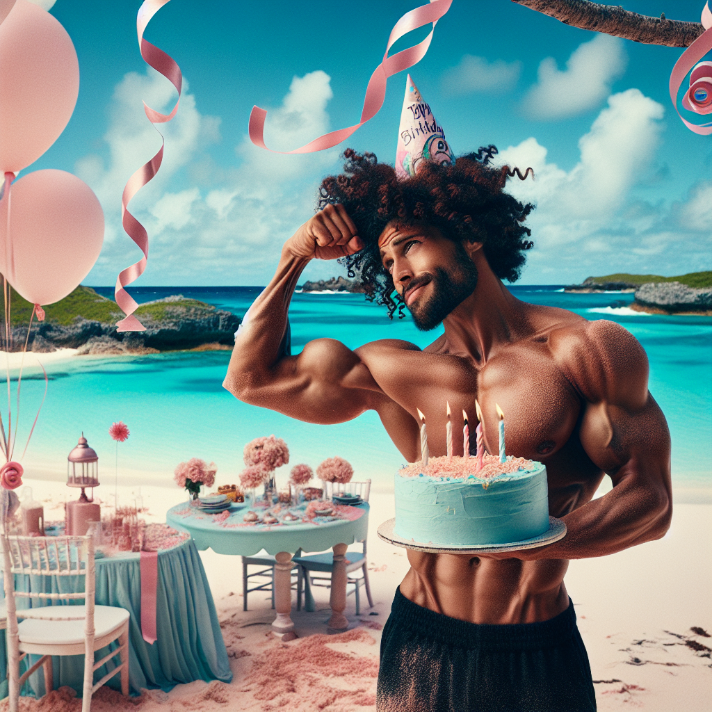 Imagine a birthday scene taking place in a breathtaking Bermuda location. The alluring junction where the soft pink sands embrace the clear blue waters exudes tranquility. The main focus is on a muscular individual, a testament to his commitment to weightlifting, celebrating joyously. His naturally curly hair resonates with the environment. The scene is peppered with delicate, lifelike decorations infusing warmth into the jovial occasion. Curling ribbons sway gently amidst the festive setup, encapsulating the spirited yet genuine atmosphere of the party.
Generated with these themes: Kijuan, Bermuda, Weight training, Strong, and Curly hair.
Made with ❤️ by AI.