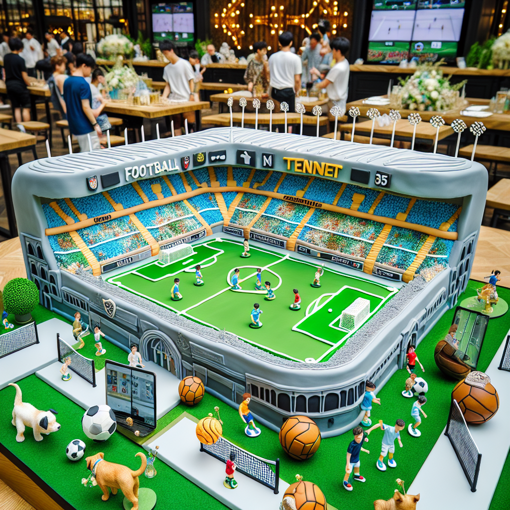 A lively and exuberant birthday celebration unfolds, centered around a football theme with an intricately designed edible stadium cake mimicking the architecture of famous grounds. Enthusiastic guests participate in virtual football game tournaments with nearby setups, the atmosphere thick with friendly rivalry. Decorations around the venue cleverly incorporate symbols related to popular online platforms, adding a modern, technological touch to the event. Subtle tributes to tennis are interspersed within the area, including mini-nets and personalized party trinkets, highlighting another popular sport. Various dog figurines are artfully placed throughout the location, embodying joy and companionship and adding warmth to the trendy, athletic vibe of the celebration.
Generated with these themes: football, fifa, gaming, tiktok, tennis, snapchat, youtube, dogs.
Made with ❤️ by AI.