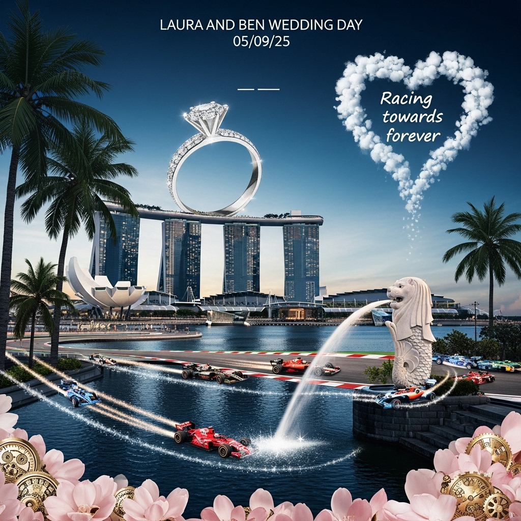 F1, Singapore, and Wedding Card