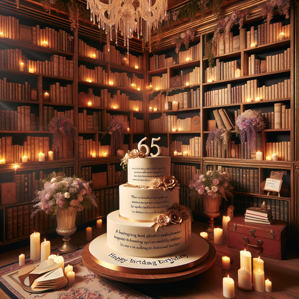 Imagine a comforting reading corner, basking in the tender radiance of warm illumination where an utteringly charming birthday festivity for a 65-year-old avid reader is happening. The magnificent backdrop is composed of bookshelves packed with classic novels. Every visitor is gifted a beautifully designed bookmark as a keepsake of the gathering. At the heart, sits an elegant cake, unassuming in dimensions but delicately decorated with eatable pages and quotes. Surrounding the cake, understated floral decorations enhance the peaceful environment suitable for women of various ages, descents, and walks of life.
Generated with these themes: Bookworm, Older, 65, and Female .
Made with ❤️ by AI.