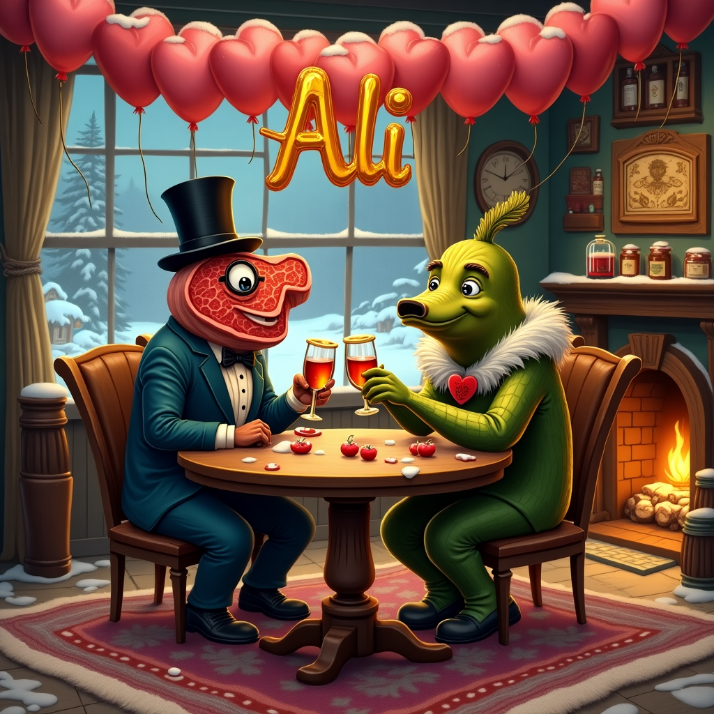 Steak, Whiskey, Vodka, and Pickles Valentines-day Card