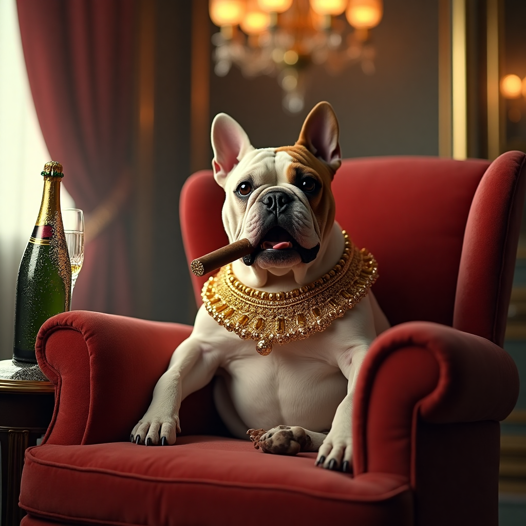 Cigar champagne big gold necklaces , and Birthday Card
