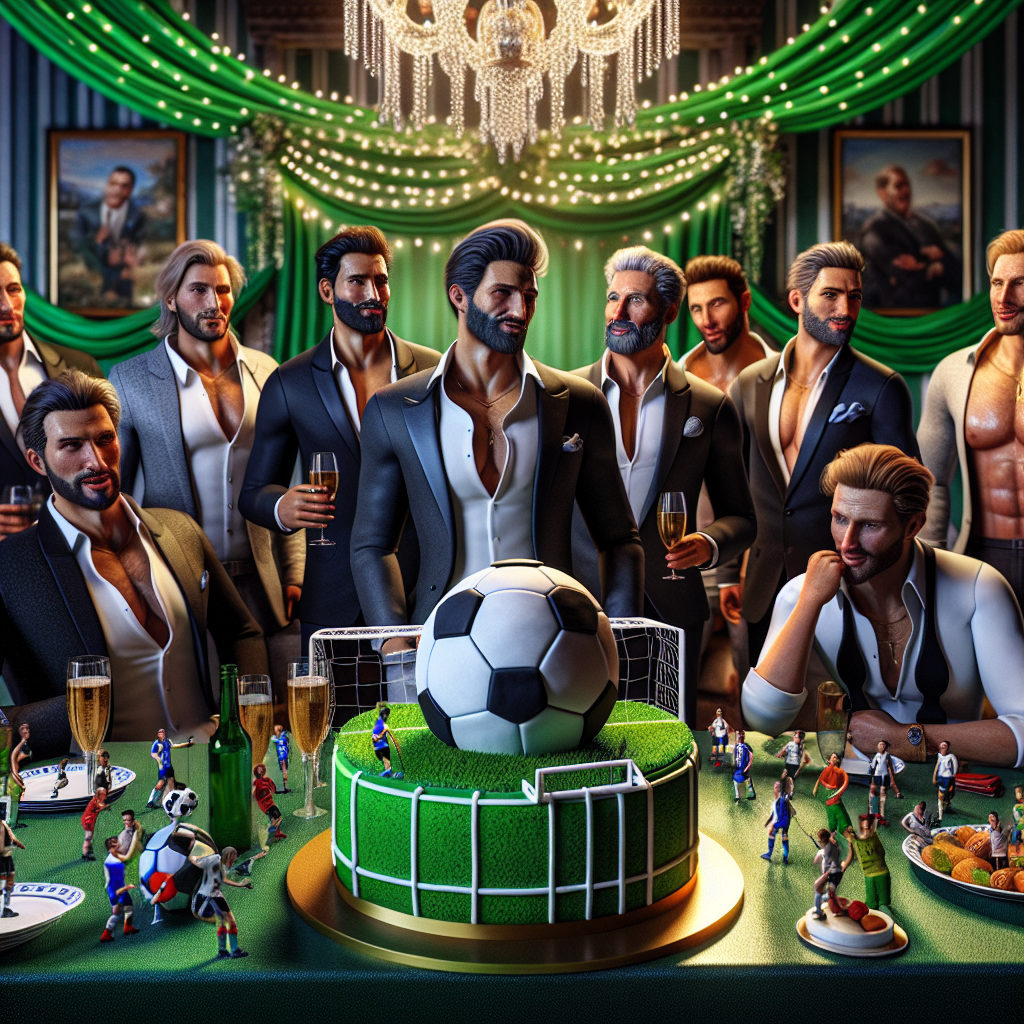 In this realistically depicted birthday party setting, the theme of soccer is combined with the presence of attractive gentlemen, creating a unique celebration. The cake, decorated with detailed soccer ball frosting and a small goal post on top, is the main attraction. Around the room, vibrant green garlands that give off the ambiance of a soccer field are intertwined with shimmering fairy lights. The guests, comprised of stylish gentlemen of varying descents who are fond of the sport, enjoy friendly tabletop soccer games. Their laughter blends with the sounds of glasses clinking, as the birthday individual luxuriates in the event, surrounded by themes that they hold dear.
Generated with these themes: Hot men, and Soccer .
Made with ❤️ by AI.