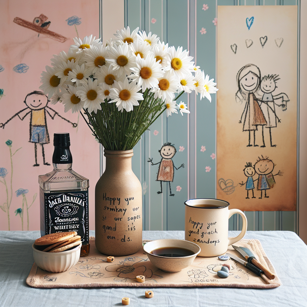 Jack Daniels, coffee and grandsons Mothers-day Card