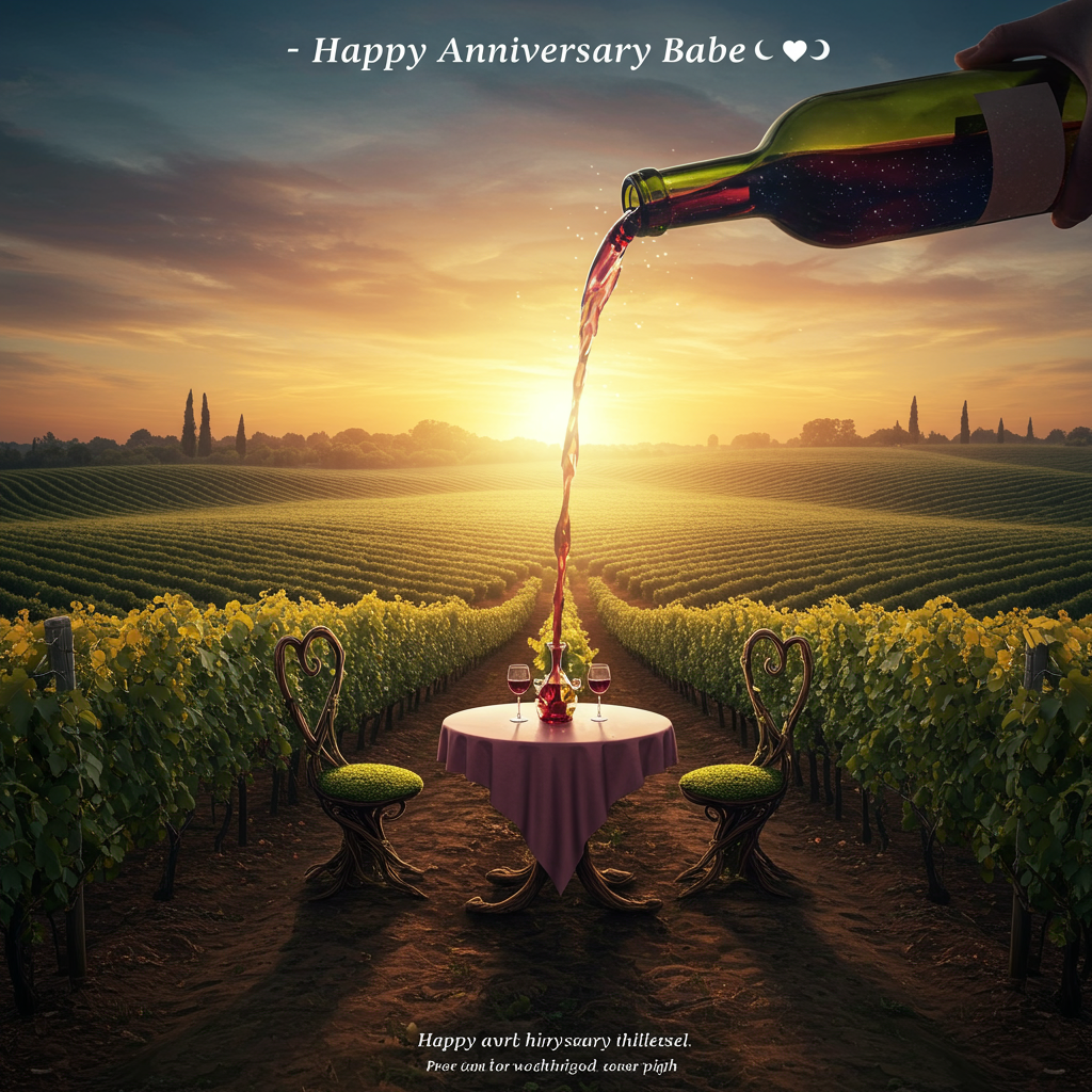Sun and wine, and Anniversary Card
