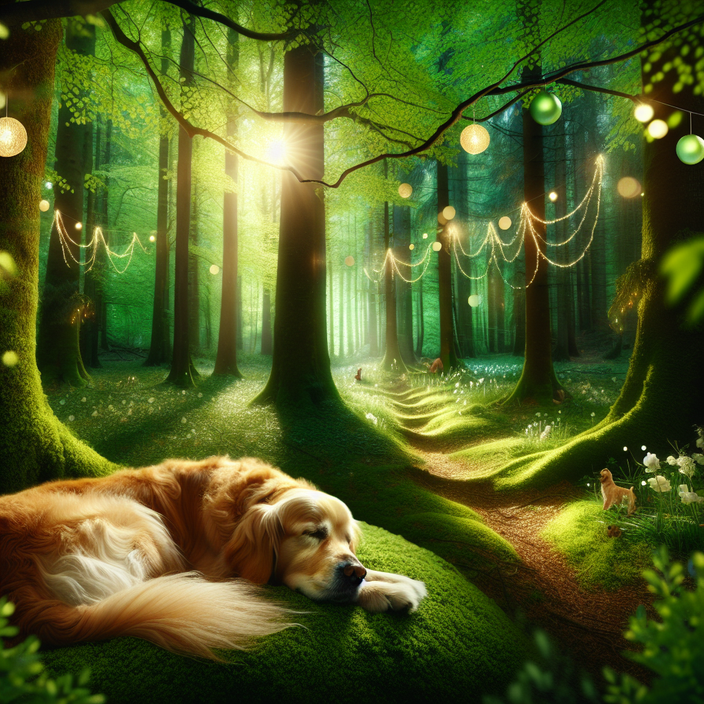Picture a tranquil forest, vibrant with emerald foliage that sways gently, whispering a rhythmic lullaby. Nestled within this forest is a golden retriever, a faithful companion, comfortably asleep in the heart of the woodland. The sun traces a path through the tree branches, casting dappled light that sets the dog's golden coat aglow, ripples of radiance mimicking the warmth of the surroundings. Not too far off, an idyllic clearing reveals itself, decked elegantly for a heartwarming anniversary celebration. Translucent streamers and strategically placed fairy lights dangle from the branches, a testament to the enduring love of the celebrating couple, in sync with the serene ambiance of their beloved woodland retreat.
Generated with these themes: Golden retriever , Forest , and Sleeping .
Made with ❤️ by AI.