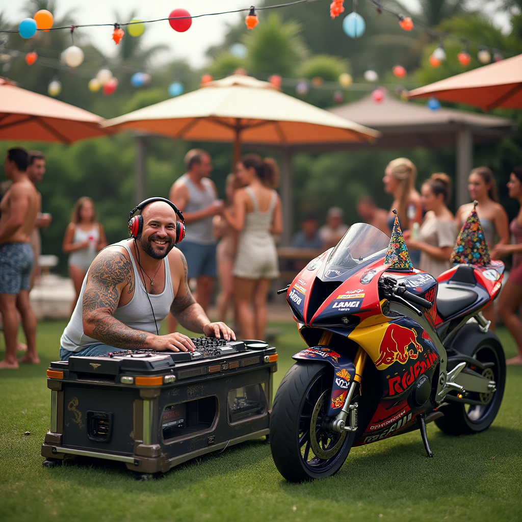 Redbull formula1, DJ, Polynesian tattoo, Motorbikes, Bald, BMW sportbike, Garden party, and Birthday Card