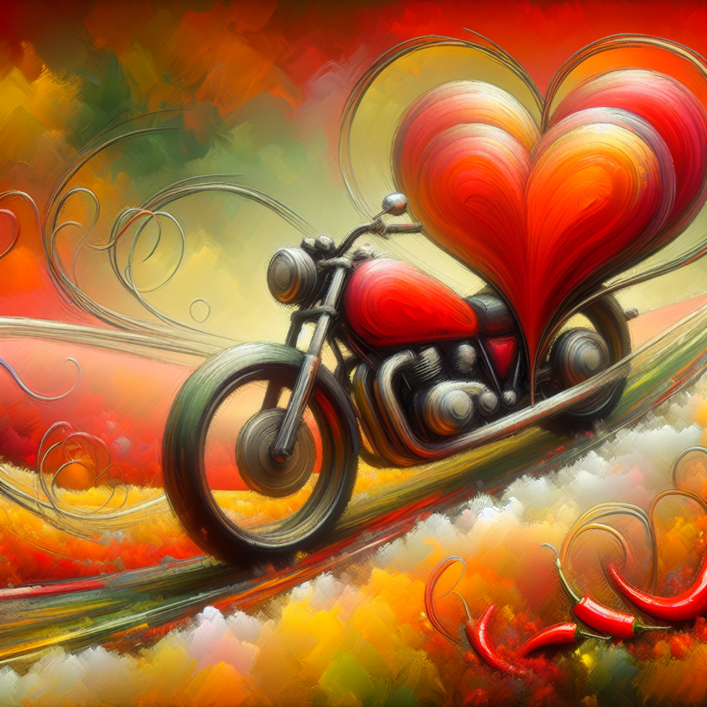 Motorbike chilli adventure travel curry Valentines-day Card