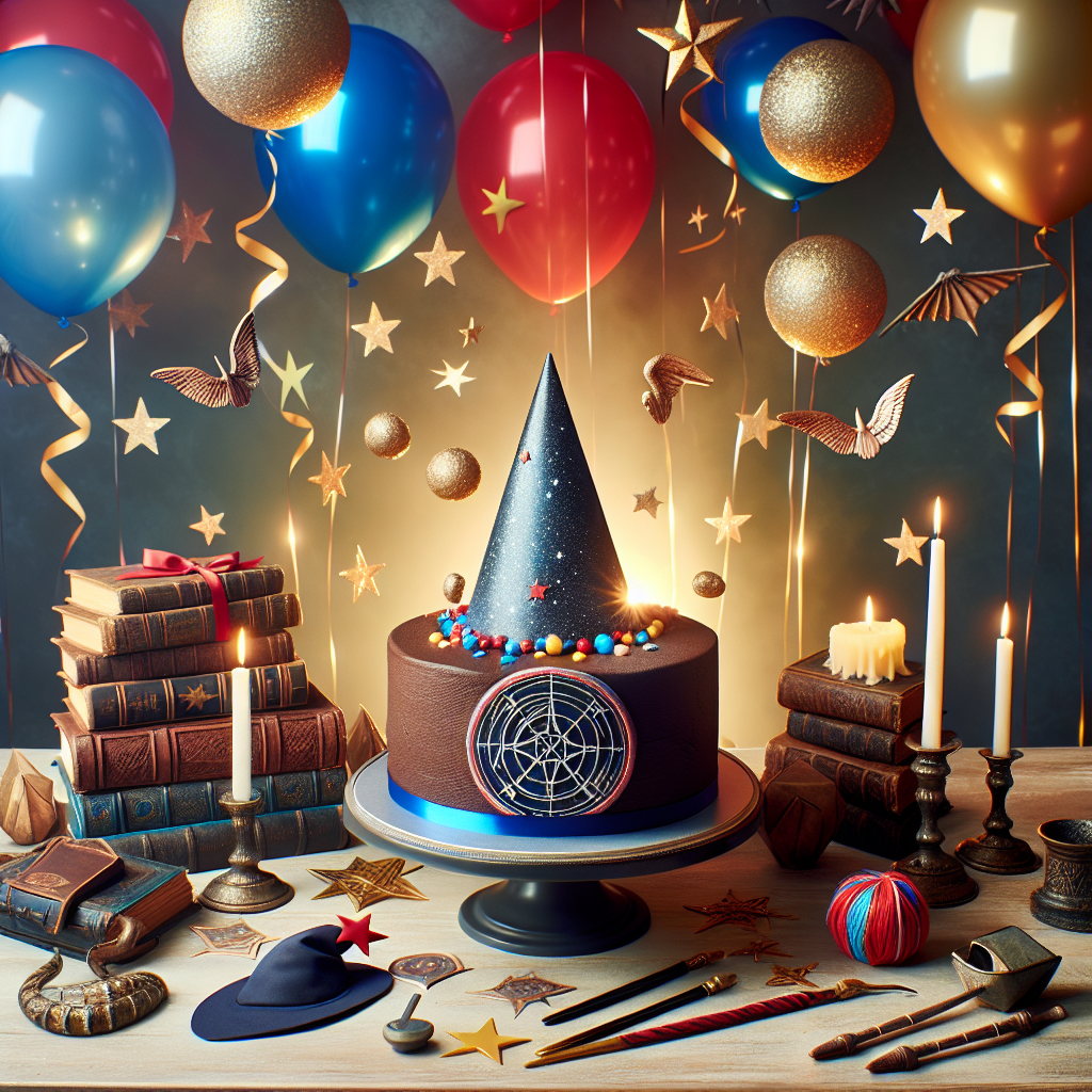 Create a whimsical birthday scene that incorporates elements of science-fiction, wizardry, and superhero themes. The centerpiece is a round chocolate birthday cake topped with a futuristic space emblem to invoke a sense of interstellar adventure. Arrayed around the cake are ancient spell books, magical wands, and a pointed magic hat. Red and blue balloons and streamers, characteristic of a popular superhero, festoon the room. Suspended in the air are mysterious golden spheres with fluttering wings and glimmering stars, contributing to an enchanting and cosmic ambiance.
Generated with these themes: Star Trek , Harry Potter , and Spiderman.
Made with ❤️ by AI.