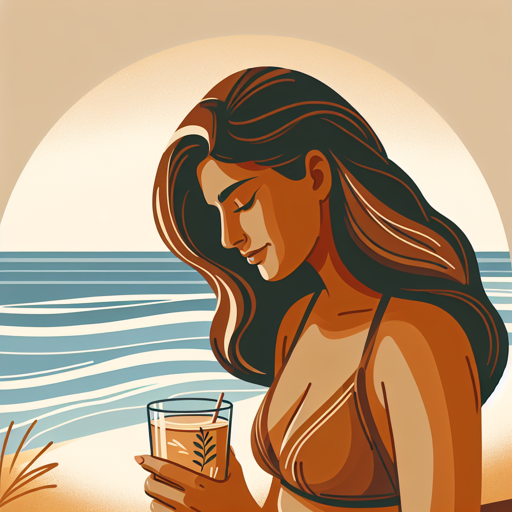 A SEXY BROWN HAIR BRAZILIAN IN BIKINI ON THE BEACH HAVING TEQUILLA Sympathy Card