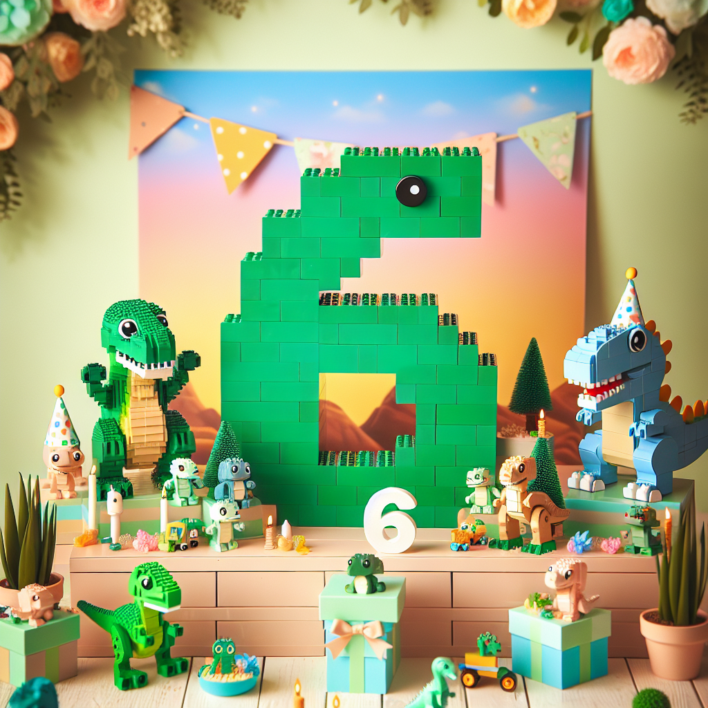 Jurassic lego, 6, Green, and Minecraft Birthday Card