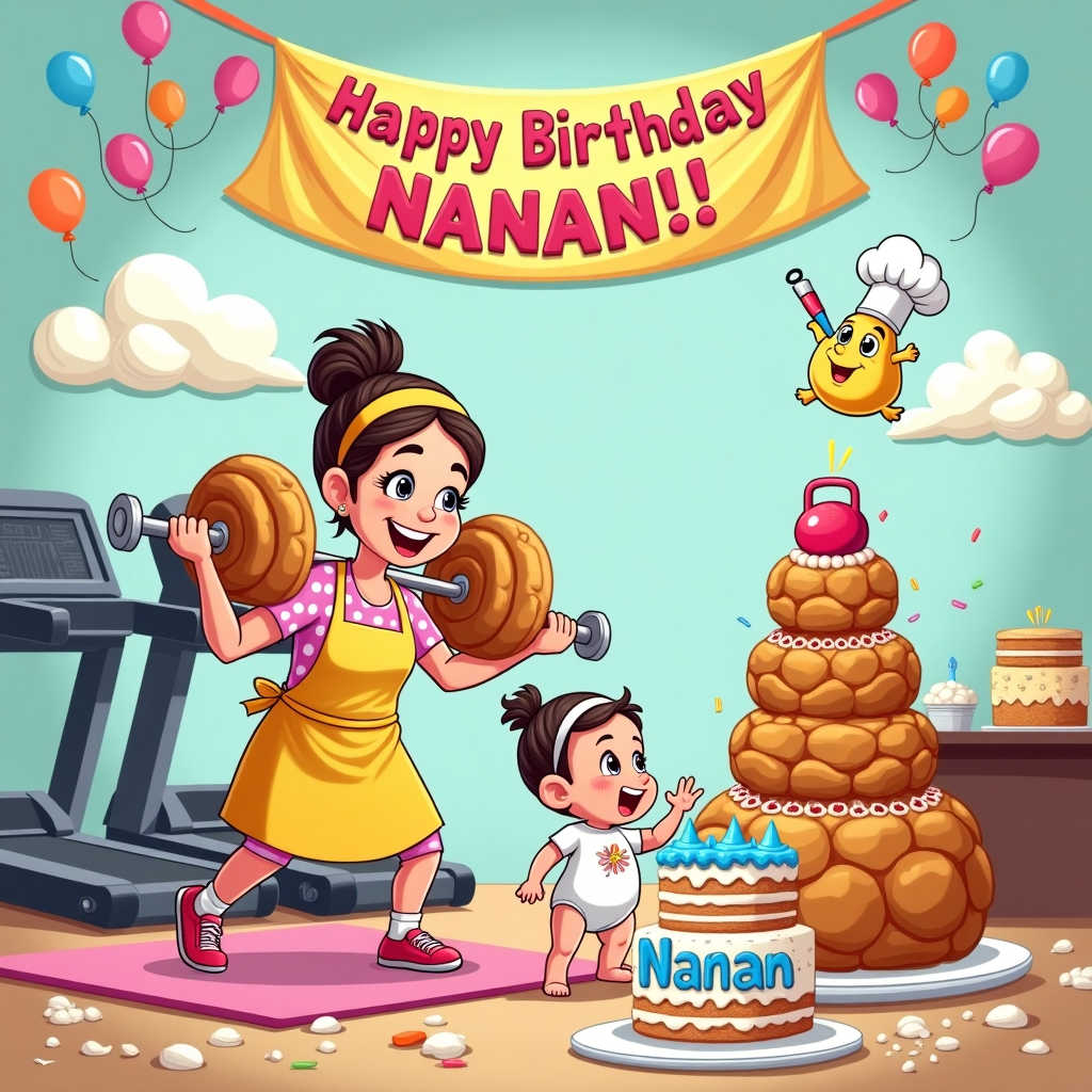 Grandma, Baby girl, Gym, and Baking Birthday Card