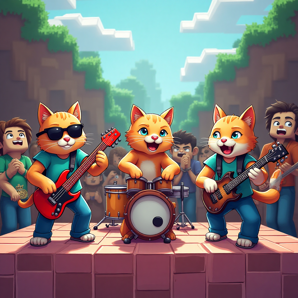 3 cats , Minecraft, Rock band , and Wedding Card