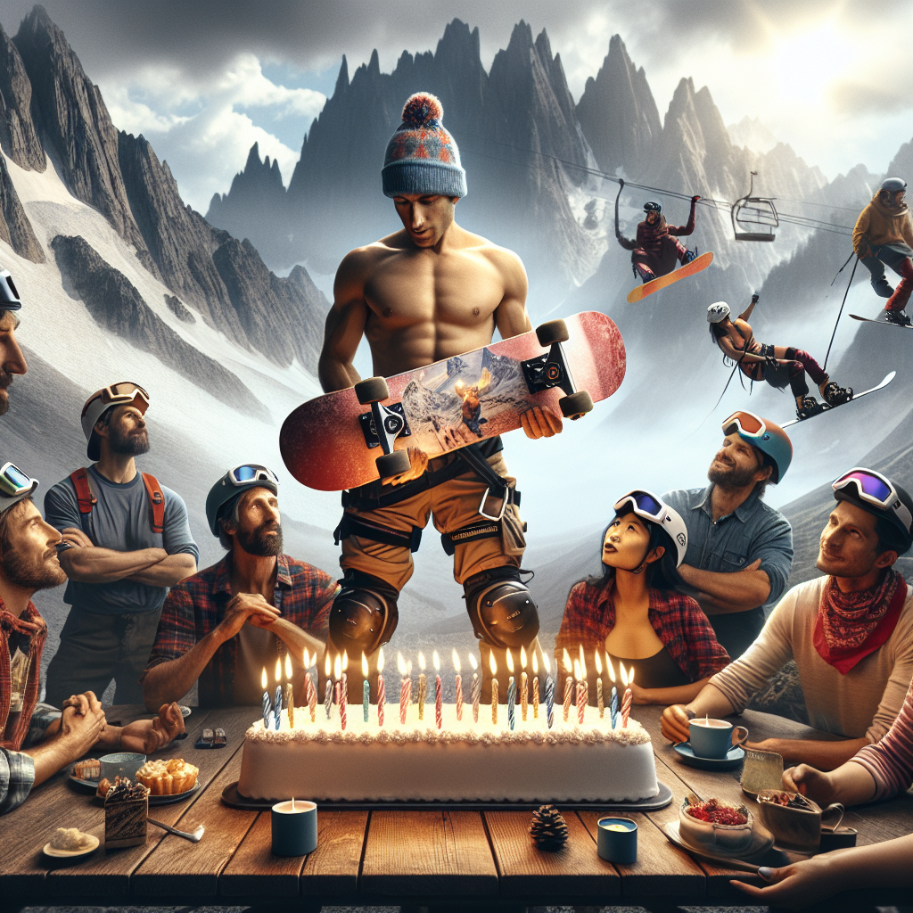 Imagine an image capturing a perfect fusion of birthday celebrations with a burning passion for outdoor sports in a mountainous locale. A skateboard topped with lit birthday candles sits as the centerpiece of the gathering, encircled by lively attendees donned in climber's attire. A Caucasian male snowboard instructor, marked by his distinguishing badge, seizes the opportunity to spread his love for snowboarding to a group of willing listeners, who are comprised of a South Asian woman, an Hispanic man, and a Middle-Eastern woman. The scene is set against a breathtaking backdrop of realistic mountains, immersing one into natural beauty. The blend of sports gear and festive decorations orchestrate an unconventional, adventurous birthday atmosphere.
Generated with these themes: Skateboard, Snowboard instructor, Climbing, and Mountains.
Made with ❤️ by AI.