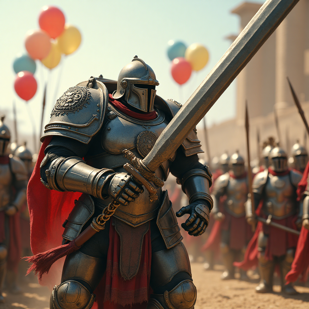 Warhammer space marine with chain sword fighting a greek phalanx information, and Birthday Card