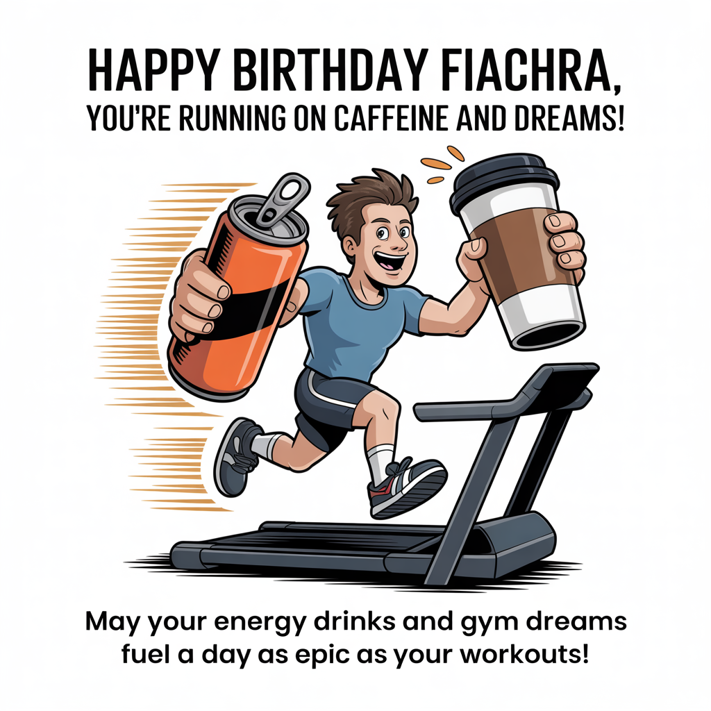 Energy drinks , Coffee, Gym, Running, and Birthday Card