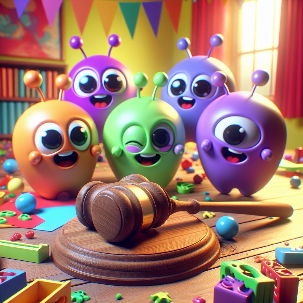 A playful scene bathed in uplifting colors unfolds, depicting a delightful animated theme birthday party. Instead of known characters, imagine four lovable round-bodied creatures frolicking around the room, spreading joy and laughter. These characters have aspects such as antennae on their head, and each comes in a different vibrant color- red, green, purple, and yellow. A sturdy wooden toy hammer, almost reminiscent of a gavel, is prominently displayed, inviting children to show their strength by producing loud, thrilling sounds. An array of miscellaneous toys is scattered around, adding to the overall jovial nature of the celebration, a memory to cherish forever.
Generated with these themes: Teletubbies, Wooden toy hammer, Making noise, and Toys.
Made with ❤️ by AI.
