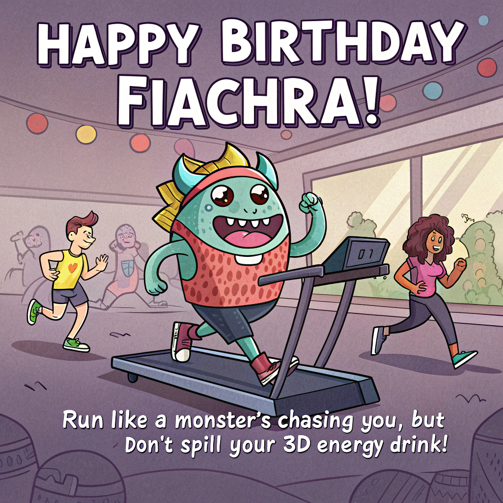 Monster and 3D energy drinks, gym, running , and Birthday Card