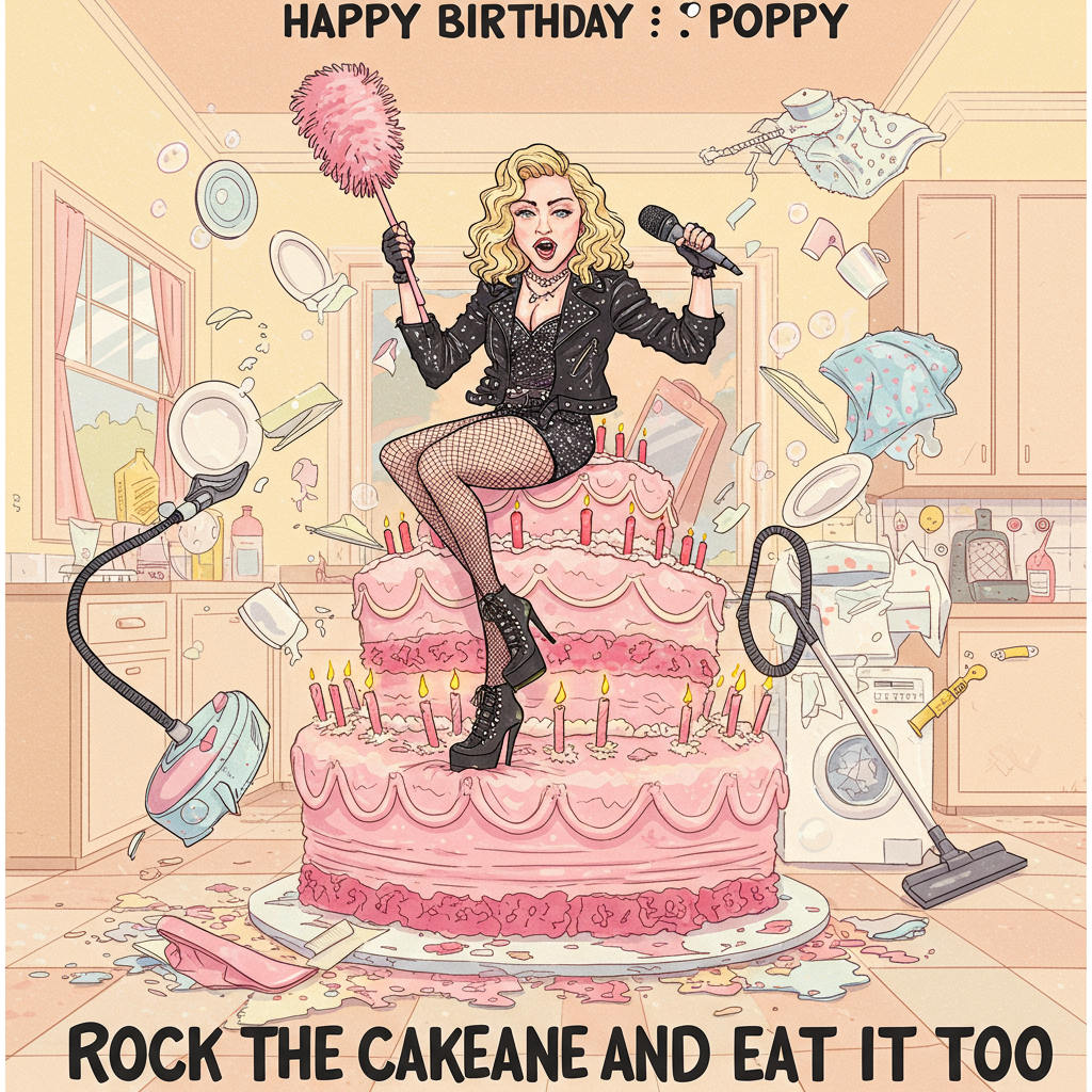 Madonna , Housework , Cakes, Ice cream , Rock music , and Birthday Card