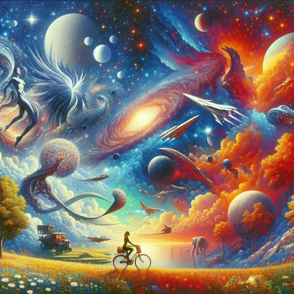 Imagine the sheer majesty of a cosmic battleground, with starships gracefully maneuvering amidst the backdrop of innumerable celestial bodies. Consider this a visualization of your gargantuan feats, which are, in their own metaphorical sphere, equivalent to such a grandiose space war. Now, paint in your mind an image of two distinct creatures, one elegant and one rather brutish, yet drawn together by an inexplicable bond that transcends their differences. This mirrors the captivating charm of your story, akin to a classic fairytale of uncommon love. Imagine lastly the joyous freedom experienced during a leisurely cycle ride along lush landscapes, heightened by the tasty delight of a hot dog enjoyed under the sunny, glowing summer sky. This is a tribute to your achievement.
Generated with these themes: Star Wars, Beauty and the Beast, Bike rides, and Hot dogs.
Made with ❤️ by AI.