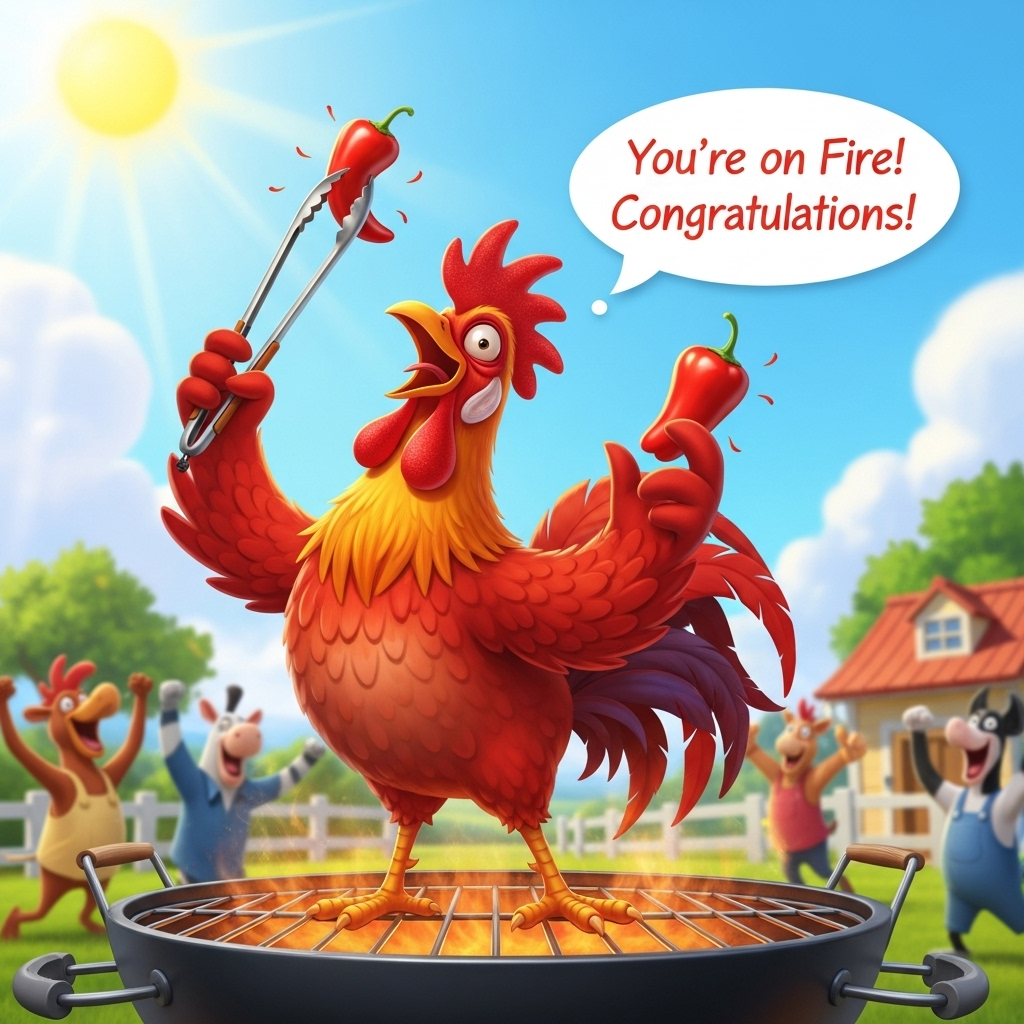 Rooster piri piri, and Congratulations Card