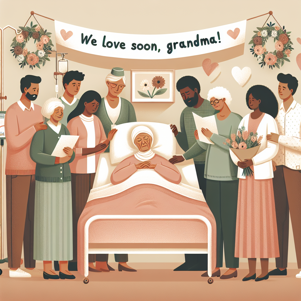 She loves her children and grandchildren, is caring and wise and she's sick in hospital and we are wishing her better Sympathy Card