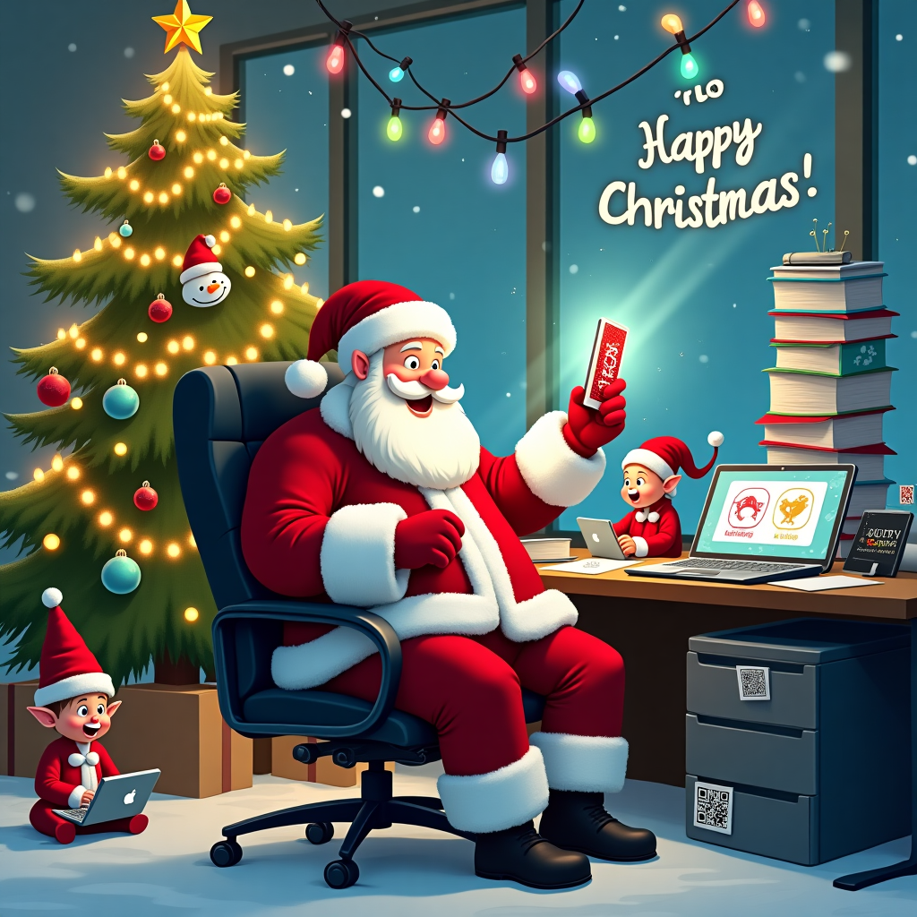 Smartphone, and In the office Christmas Card