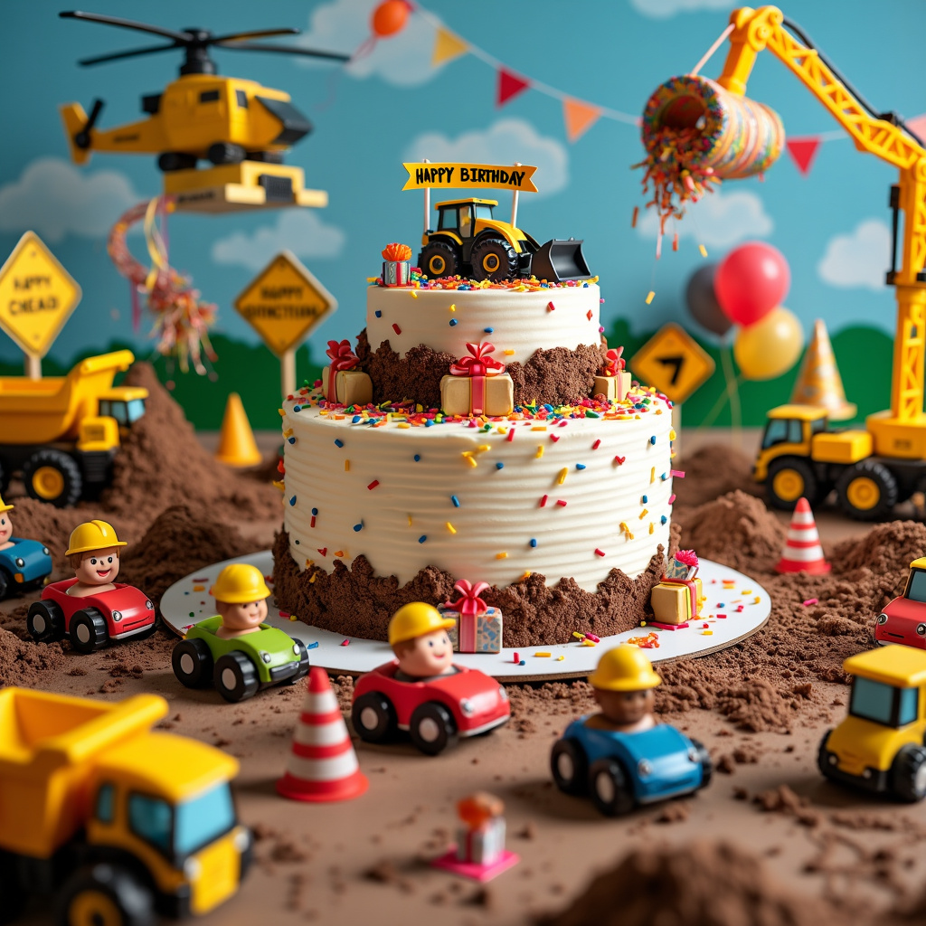 Cars diggers trucks Birthday Card