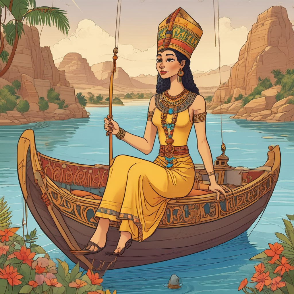 Cartoon Funny, A delightful cartoon scene portraying the 94th birthday celebration of an animated short-haired, ginger woman styled as an Egyptian queen. She is shown radiantly positioned on a charming boat that peacefully floats on the Nile River. Pair of tasteful glasses are hanging around her neck on a chain, signifying her wisdom. Joining her are her loyal companions, a small brown dog and a yellow dog. They are surrounded by gardening tools and a luxury hot tub on the boat's deck, indicating her hobbies. In her royal grace, she is holding a teacup and biscuits, symbolizing her tranquil teatime rituals. Above, the glowing sun sheds light on the 'Happy Birthday' message in the sky, filling the scene with joy.
Generated with these themes: 94 year old woman with short ginger hair as an egyptian queen sitting on a boat on the Nile River, Glasses on a chain around her neck, 1 small brown dog and 1 small yellow dog, Gardening, Hot tub, Cup of tea and biscuits, and Happy Birthday in the background.
Made with ❤️ by AI.