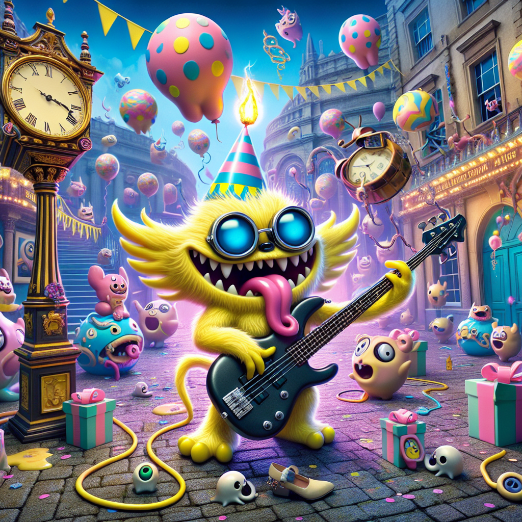 A fanciful, surreal cartoon birthday scene emerges in the lively town of Harrogate, where an intriguing group of mysterious mystical creatures command attention. Amidst an oddly decorated party with melting clocks and floating balloons contorting in impossible directions, a cute, small, yellow, electric-themed creature takes center stage, impressively strumming the strings of a bass guitar with intense energy. The background is embellished with pastel-colored confetti and oddly shaped presents, inducing a truly surreal, dreamlike experience for all attendees.
Generated with these themes: Pokémon playing Bass guitar in Harrogate .
Made with ❤️ by AI.