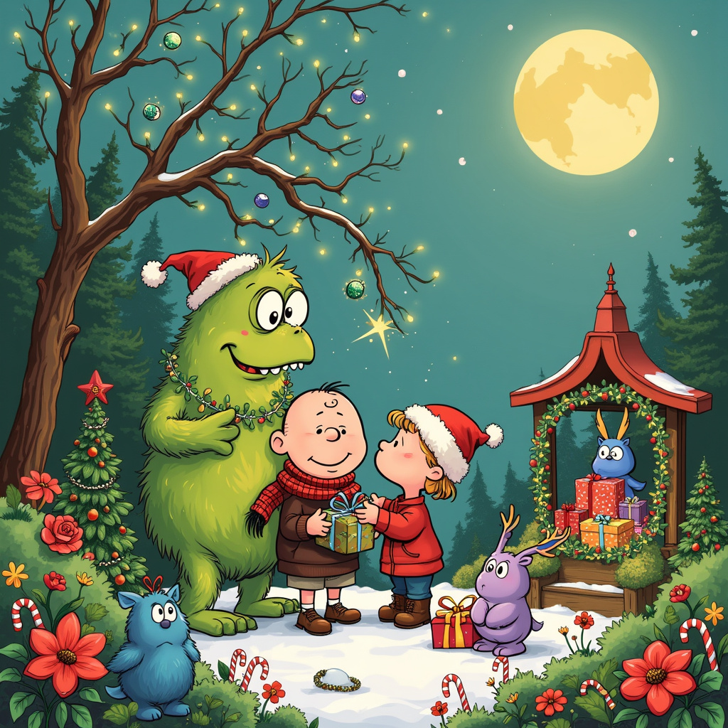 Christmas , Monsters, and Garden Anniversary Card
