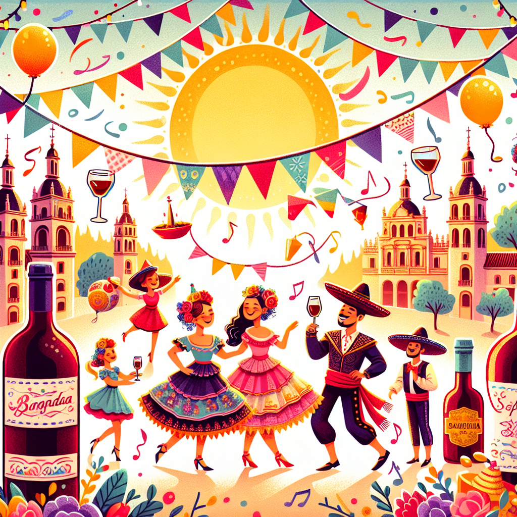 Create a charming illustration showcasing a vibrant birthday celebration in the sunny setting of Spain. Envision joyful characters wearing traditional Spanish attire, each donning happy expressions while they participate in lively dances beneath a sky filled with colorful decorations. Hints of festivity take form in glasses filled with sangria and bottles of exquisite Spanish wine, each object strategically placed within the illustration to encapsulate the spirit of Spanish festivals and the excitement of a birthday celebration.
Generated with these themes: Festivals , Alcohol, and Spain.
Made with ❤️ by AI.