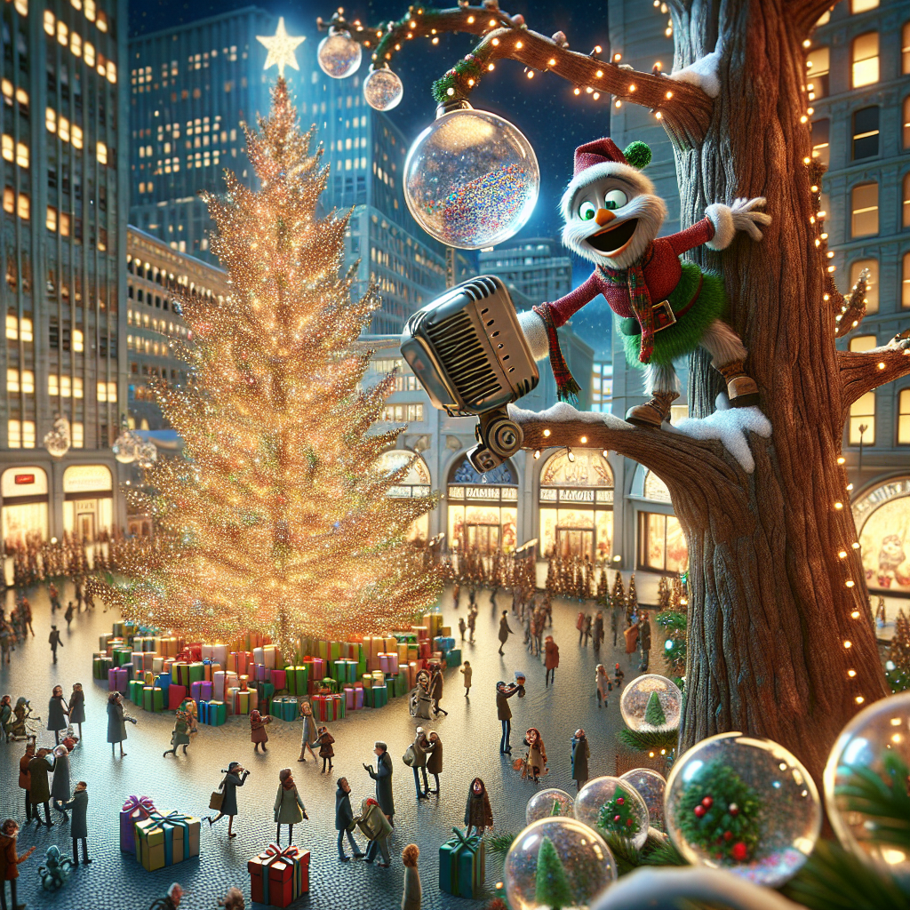 Imagine a whimsical Christmas scene with a chatty Christmas tree at its heart, its branches adorned with twinkling lights, engaging with passersby in a cheerful tone. Santa is playfully depicted hanging from the tree's stout limb, peeking into the lively plaza below. The plaza is set against the backdrop of Manchester's iconic Media City, with its buildings awash in festive illuminations. Dotting the scene are delicate snow globes, each capturing a miniature winter wonderland, while at the foot of the talking tree, a variety of brightly wrapped gifts promises joy and surprises.
Generated with these themes: Talking Christmas tree , Santa hanging on the side , Small snow globes around a plaza, Manchester , Media city , Illuminations , and Gifts .
Made with ❤️ by AI.