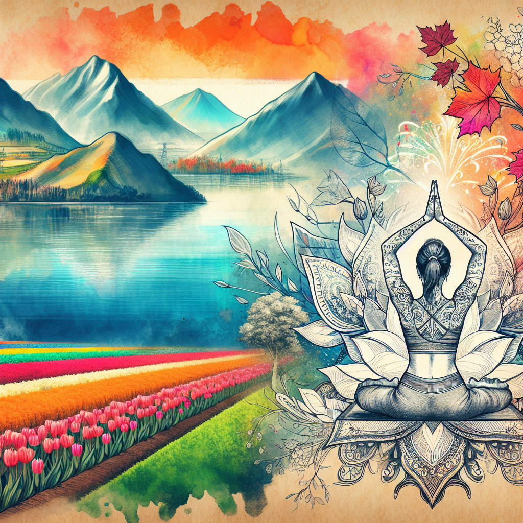 Create an image encapsulating an enchanting birthday motif which captures the essence of India. Depict yoga poses sketched against a picturesque scenery composed of rolling mountains descending into a calm ocean. Blend in elements like tulip fields reminiscent of the Netherlands and maple leaves symbolic of Canada, conveying a global charm. The backdrop should be gently illuminated in the vibrant hues of Diwali and Holi, symbolizing the peacefulness of nature along with the lively nature of Indian festivals.
Generated with these themes: Yoga, Nature, Mountains, Ocean, India, Netherlands, Canada, Diwali, Holi .
Made with ❤️ by AI.