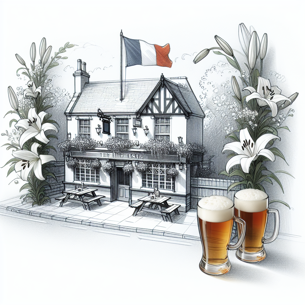 Visualize a quaint English pub setting, exuding timeless charm. A French flag flutters atop the structure, indicating a cross-cultural celebration. In the foreground, present a pair of beer mugs engaged in a cheerful clink, symbolizing togetherness. To frame the scene, use delicate lily flowers on both sides, providing an elegant and pure touch. The entire scene has the sentimental aura of an anniversary observance.
Generated with these themes: Lilly flower, English pub, French flag, and Beer.
Made with ❤️ by AI.