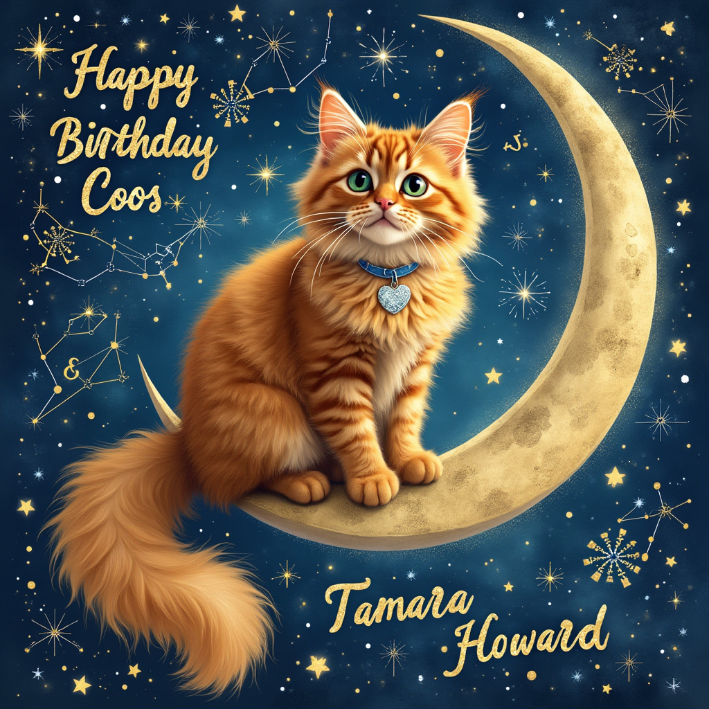 Ginger main coone cat, astrology Birthday Card