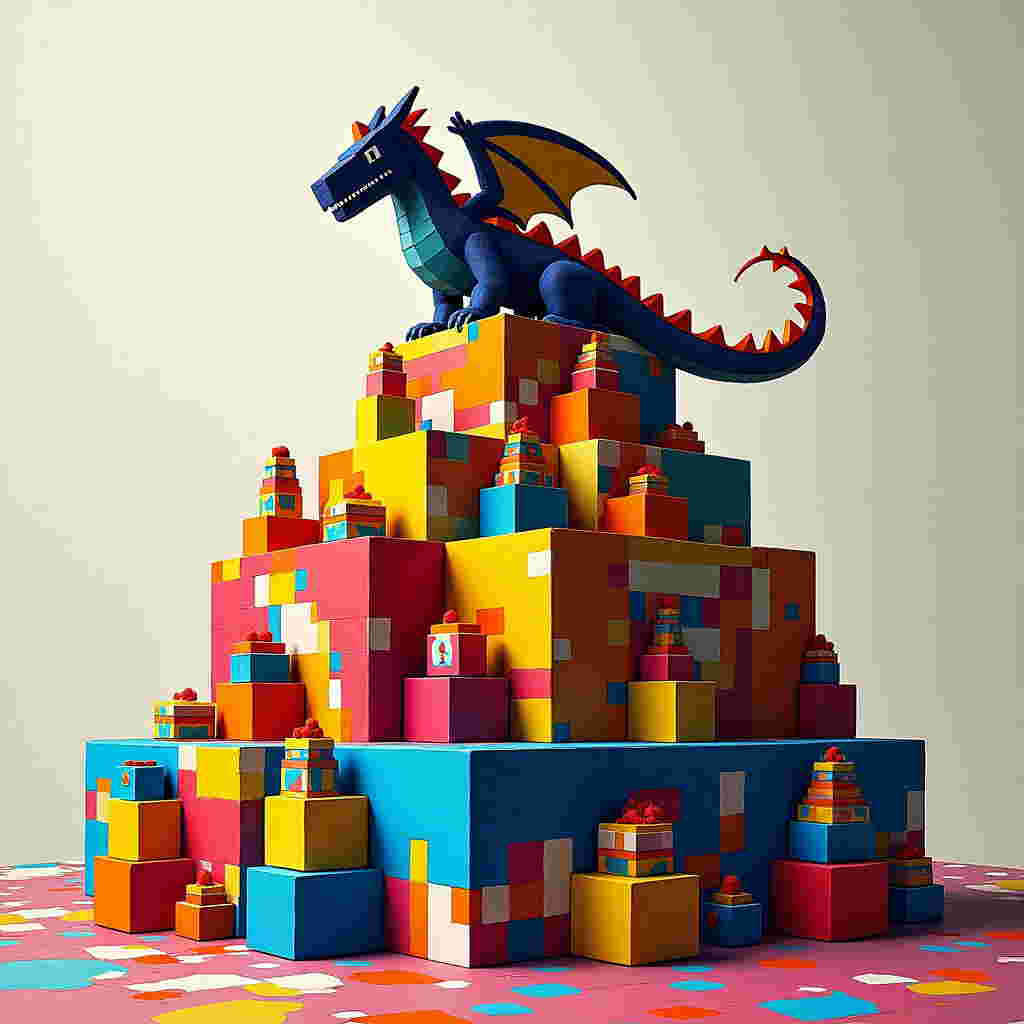 In a whimsical, abstract realm where Minecraft's pixelated world meets the vibrant spontaneity of abstract expressionism, the scene is set for a birthday celebration of epic proportions. The central focus is an enormous Minecraft-style birthday cake made up of geometric blocks, each one a different bright color inspired by Mondrian's palettes, stacked unevenly to form a delightful, chaotic structure. Perched precariously on top of this blocky confection is an Enderdragon, whimsically painted in a
Generated with these themes: Minecraft, Animals, Enderdragon , and Red panda.
Made with ❤️ by AI.