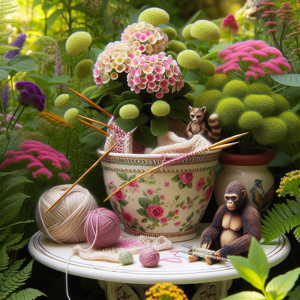 Imagine a sun-dappled corner of a tranquil, serene garden. The mellow tones of tweeting birds mix with the soothing whisper of rustling leaves. In this peaceful setting, a petite, circular table has been arranged with an exquisitely designed knitting basket featuring floral prints. Knitting threads in pink and cream hues twist and tangle, their colors match a cautious tortoise shell cat positioned discreetly under the surrounding greenery. Adjacent to the basket, a pair of tiny, playful gorillas are placed amidst the flourishing, vibrant flowers. These baby gorillas seem to fumble with knitting needles, trying to mimic the complex patterns created by hands unseen. Their charming display serves as an emblem for the nurturing and wisdom passed down generations, as a touching tribute on Mother's Day.
Generated with these themes: Tortoise shell cat, Knitting, and Baby gorillas .
Made with ❤️ by AI.