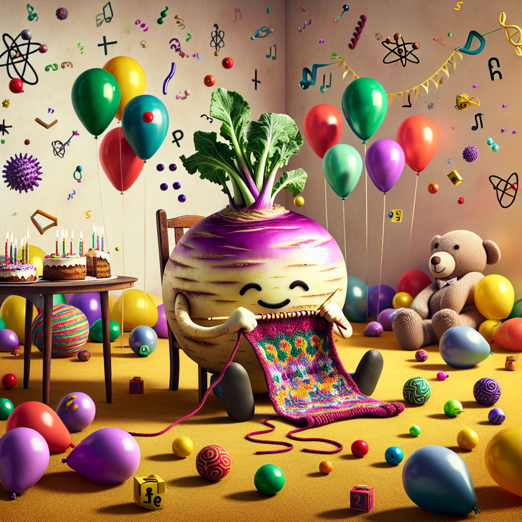 Turnip, knitting, physics Birthday Card