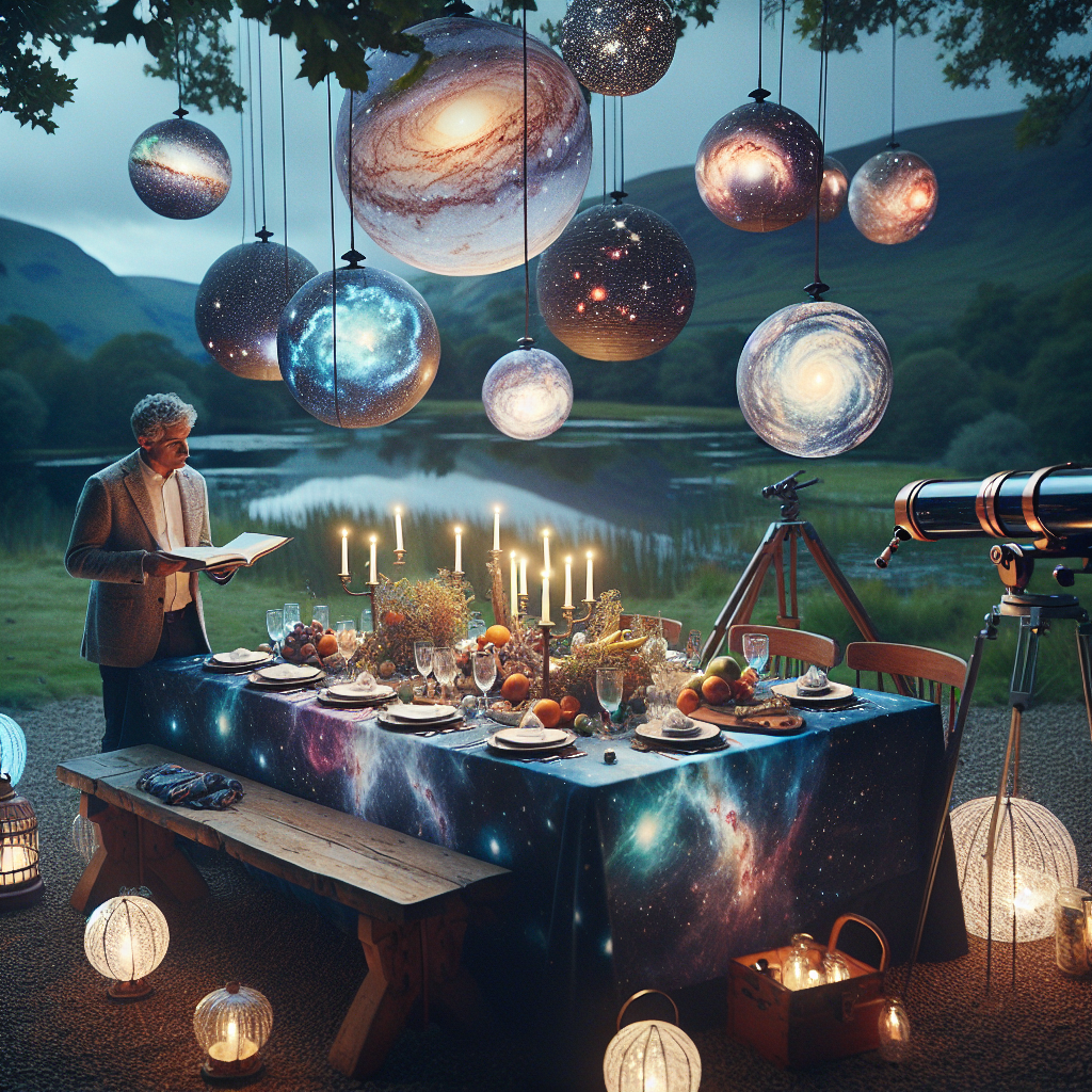 Visualize a depiction of a serene 70th birthday celebration for a Hispanic father, situated in the picturesque Lake District. The familial gathering takes place around a rustic wooden table, elegantly draped with a tablecloth showcasing galaxies and nebulae. Mesmerizing lanterns replicating planets and stars hover above the table, providing a soft, radiant glow to the scene. The highlight of the event is a telescope gifted to the father, perfectly mirroring the celestial theme of the festivity, underscoring the astronomically important milestone of his life.
Generated with these themes: Dad birthday lake district and universe 70th celebration.
Made with ❤️ by AI.