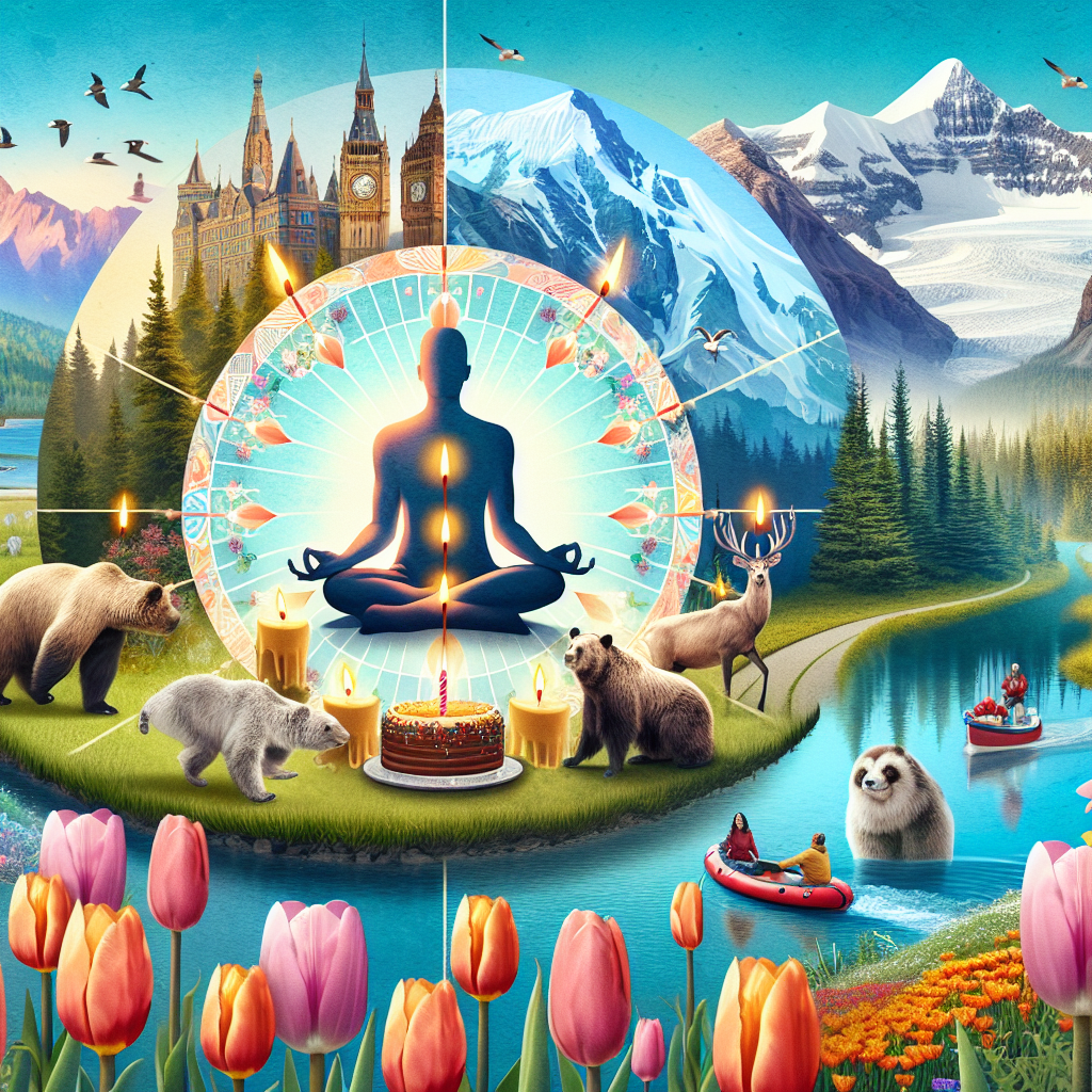 Create a birthday-themed illustration that portrays a serene blend of global motifs and nature. Include an image of a yogi in peaceful meditation, being the central theme, encircled by a panorama where the high mountains of India merge flawlessly into the peaceful Dutch oceanside. Add Canadian wildlife interacting amidst tulips and evergreen trees, underscoring the allure of nature. Incorporate symbolic elements of the festivities of Diwali and Holi with flickering diyas and vibrant colored powders to enhance the festive atmosphere. This image is an ideal portrayal of worldwide marvel interlaced with birthday happiness.
Generated with these themes: Yoga, Nature, Mountains, Ocean, India, Netherlands, Canada, Diwali, Holi .
Made with ❤️ by AI.