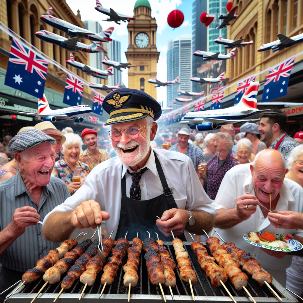 In the throbbing core of a lively cityscape in Australia, a distinctive birthday party is underway. A spirited elderly man of Caucasian descent, sporting a pilot's cap, is busy serving kebabs from a grill modeled to resemble a British Airways jet. Echoes of laughter pervade the air, bolstered by decorations that amusingly contrast iconic British aesthetics with Australian wildlife. Attendees, an inclusive mix of different genders and descents, delight in the authenticity of this cross-cultural celebration, each joyously relishing their kebabs as they regale each other with tales of airborne escapades and more.
Generated with these themes: Australia, Kebab, Old man, and British Airways.
Made with ❤️ by AI.