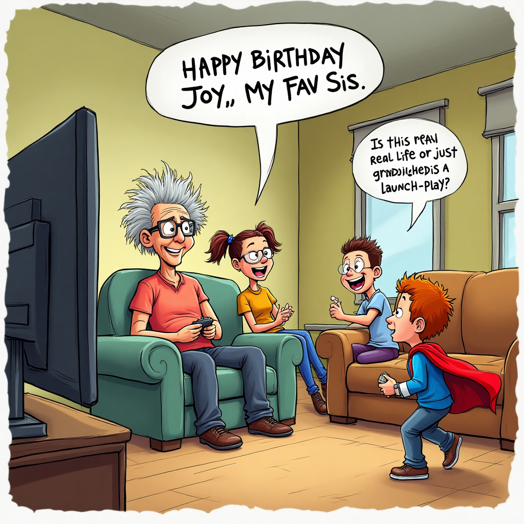 Watching tv, Playing with granddaughter age 10 and grandson age 4, and Birthday Card