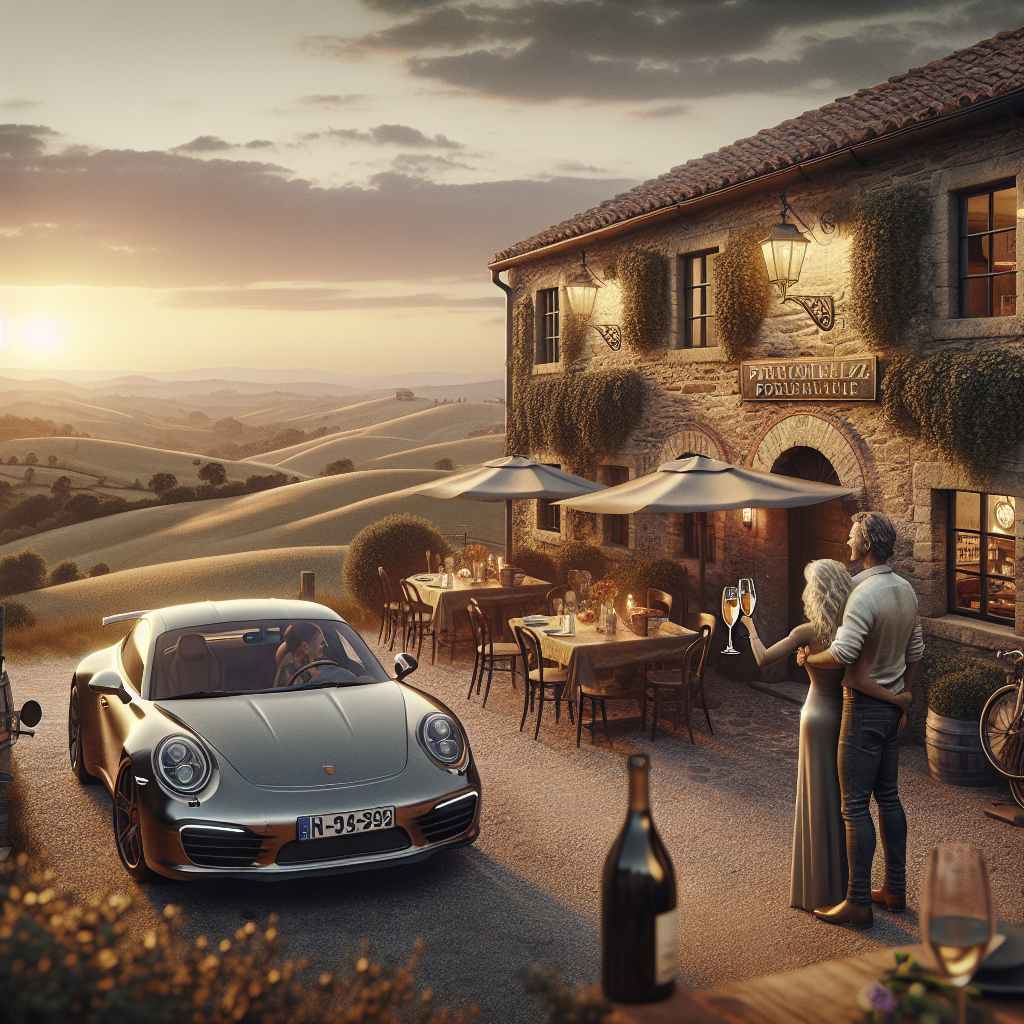 Imagine a picturesque scene set in the undulating landscapes of the Italian countryside. A charming pub makes an ideal setting for a mixed-race couple's anniversary celebration. The pub boasts a charming front of rustic stone, and the inside is filled with an ambiance that is as warm as it is inviting. The cheers of filled red wine glasses echo amid laughter and whispered secrets. Sitting outside is their shiny, metallic Porsche car, an emblem of the travels they've embarked upon together, representing the promise of more to come. As the sun begins to bow for the evening, they raise their glasses filled with bubbly champagne, the last rays of light illuminating the scene in a soft, golden aura of promise.
Generated with these themes: Italy , Countryside , Porsche , Red wine, Champagne , and Pub.
Made with ❤️ by AI.